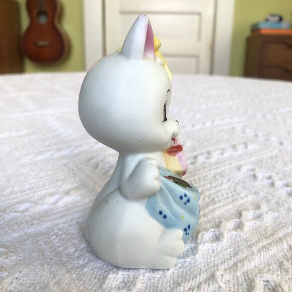 Vintage Flambro Porcelain Cat Figurine Made in Taiwan Kawaii Gift 4.25" 80s - Picture 6 of 10